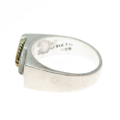 925 Sterling Silver 2-Tone Vintage Mexico Modernist Arrow Ring Size 7.75