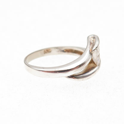 925 Sterling Silver Princess-Cut C Z Modernist Wrap Ring Size 7