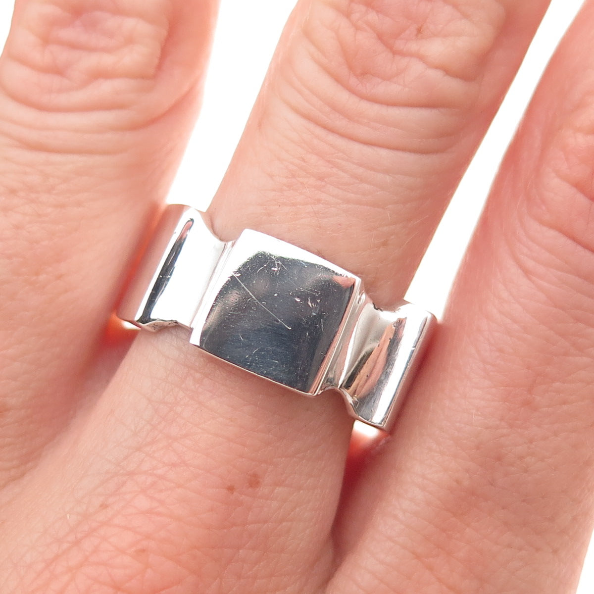 925 Sterling Silver Vintage Mexico Modernist Ring Size 9.25
