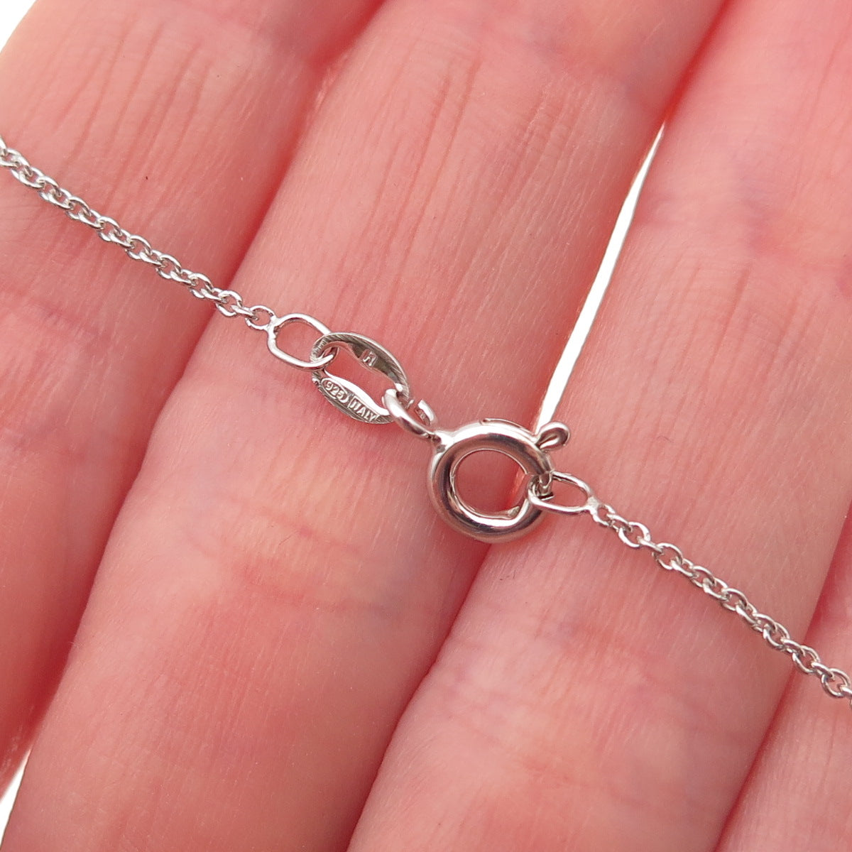 925 Sterling Silver Round-Cut C Z Triple Heart Cable Chain Necklace 18"