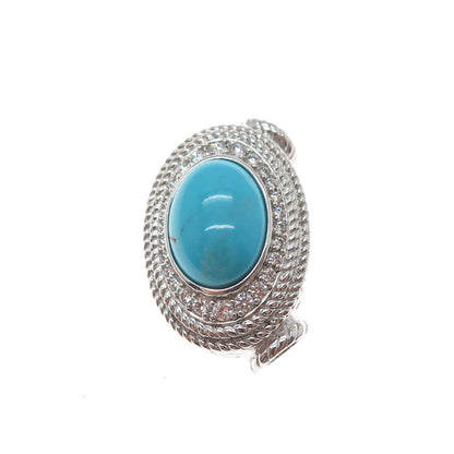 JUDITH RIPKA 925 Sterling Silver Real Tyrone Turquoise & C Z Slide Pendant