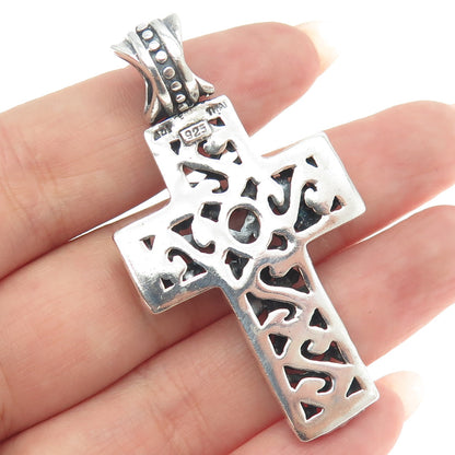 925 Sterling Silver Vintage Ornate Cross Pendant