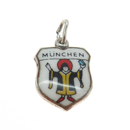 FRITZ REU & CO 800 Silver Antique Enamel Munich Germany Minimalist Charm Pendant