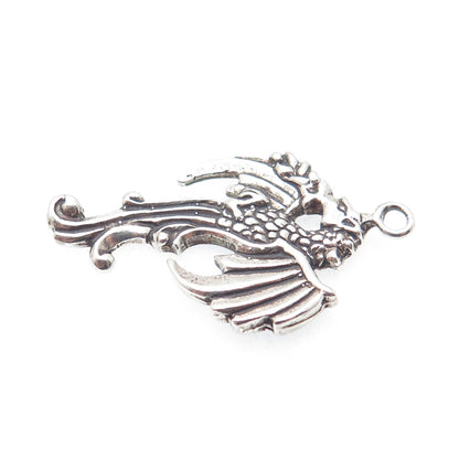 SUNWEST 925 Sterling Silver Vintage Dragon Oxidized Charm Pendant