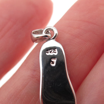 925 Sterling Silver Round-Cut C Z Flip Flop Mini Charm Pendant