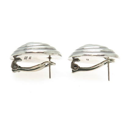 TIFFANY & CO. 925 Sterling Silver Vintage Spiral Dome Clip On Earrings