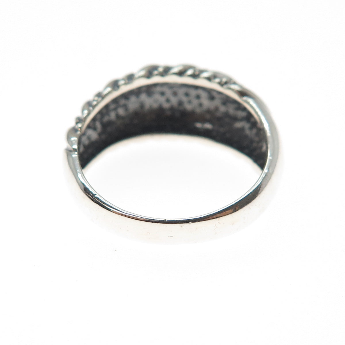 925 Sterling Silver Vintage Granulated Oxidized Dome Ring Size 9.25