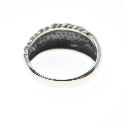 925 Sterling Silver Vintage Granulated Oxidized Dome Ring Size 9.25