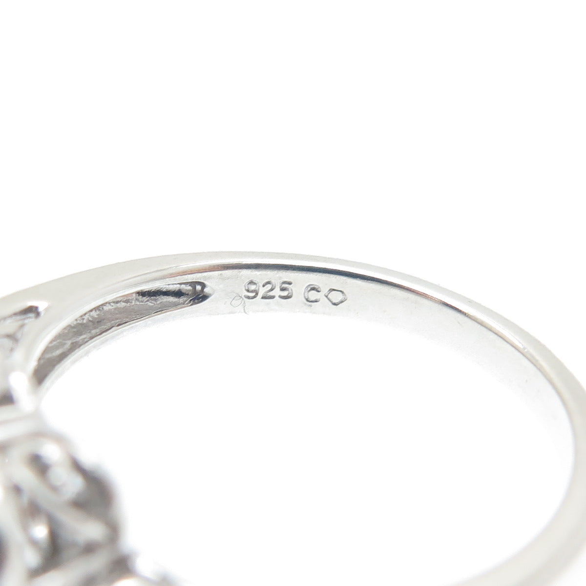 925 Sterling Silver Real Round-Cut Diamond Heart Ring Size 7.25