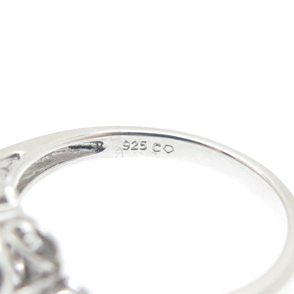 925 Sterling Silver Real Round-Cut Diamond Heart Ring Size 7.25