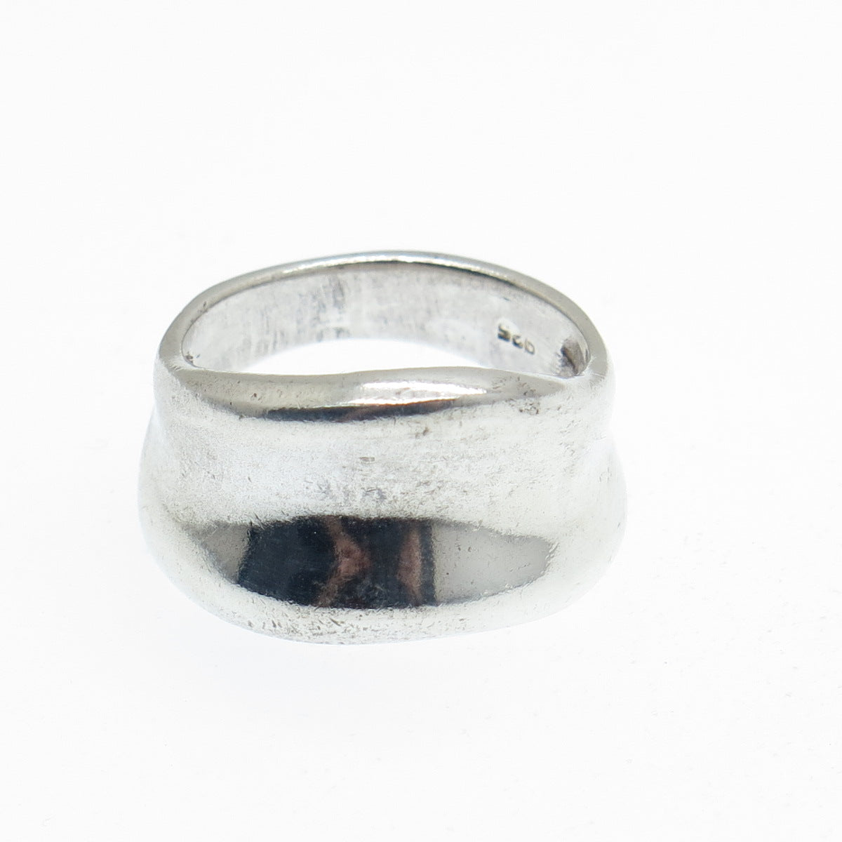 925 Sterling Silver Vintage Modernist Wavy Oxidized Ring Size 6.75