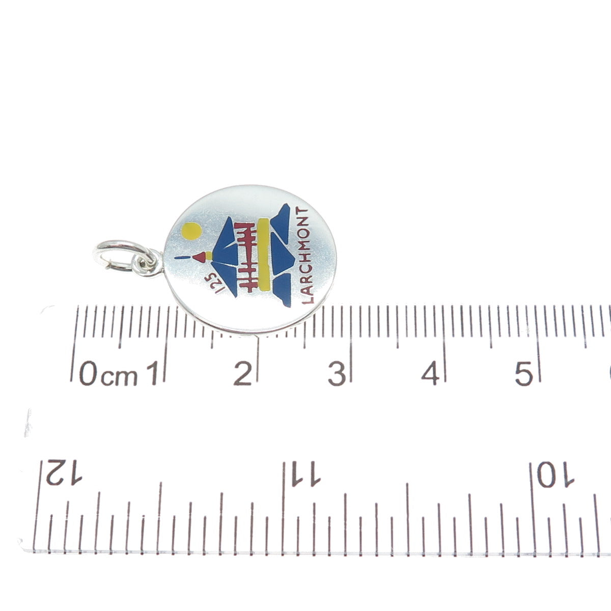 CHARLES THOMAE 925 Sterling Silver Vintage Enamel Larchmont Charm Pendant