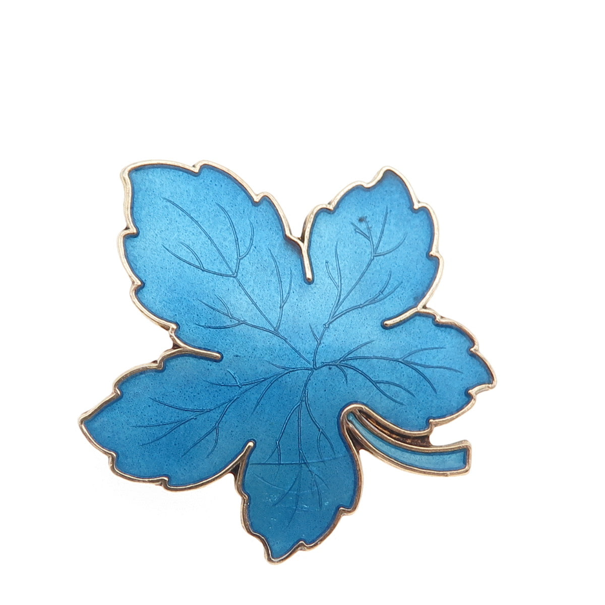 Meka 925 Sterling Silver Gold Plated Vintage Denmark Enamel Floral Pin Brooch