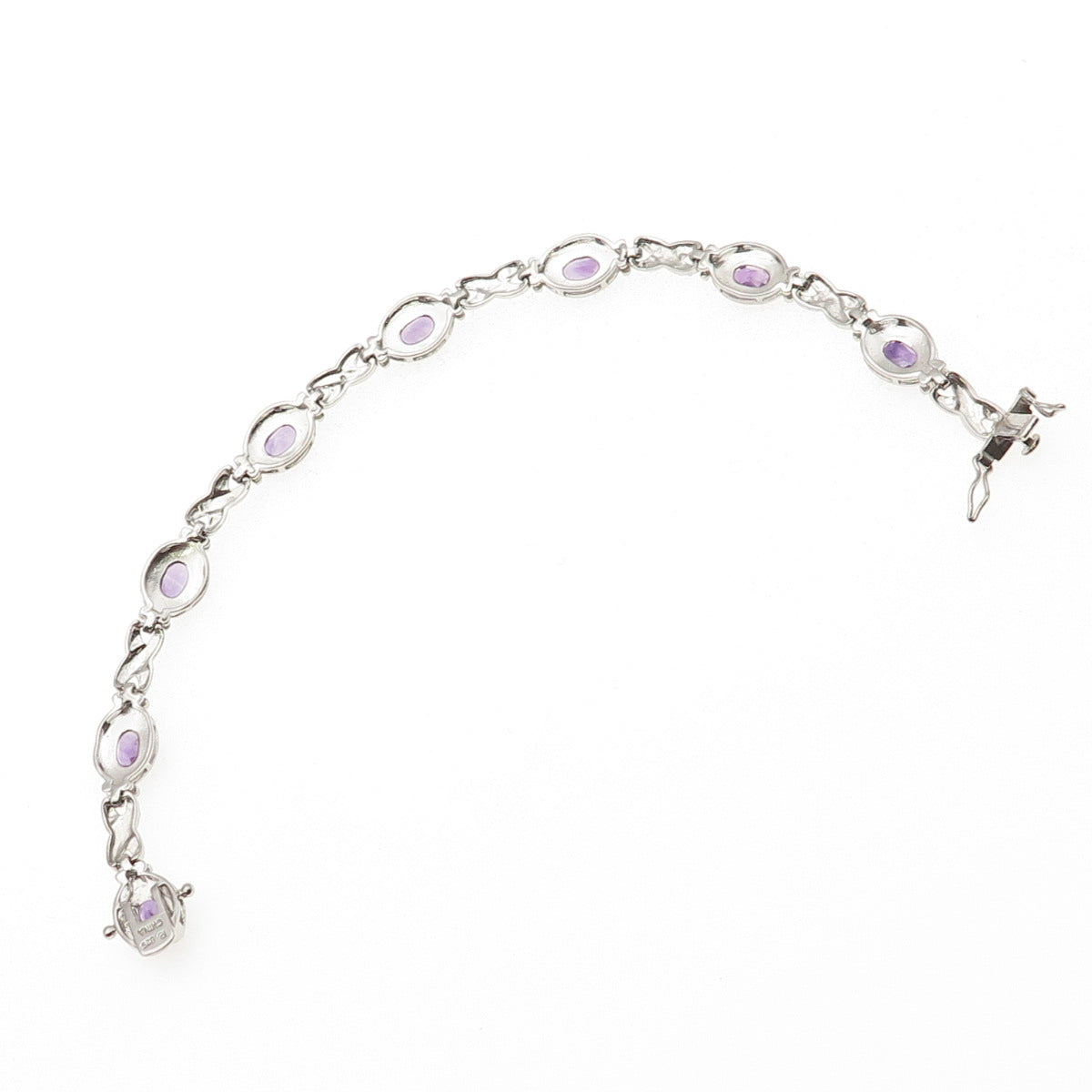 Ross Simons 925 Sterling Silver Real Diamond Accent & Amethyst Bracelet 7.25"