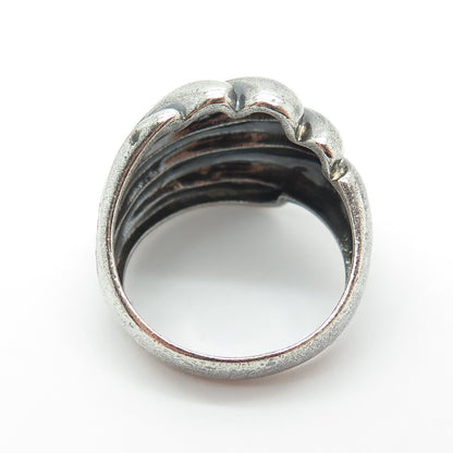 CHAPAL ZENRAY 925 Sterling Silver Vintage Modernist Oxidized Ring Size 9.75