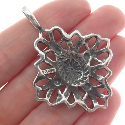 CAROLYN POLLACK 925 Sterling Silver Vintage Flower Oxidized Pendant