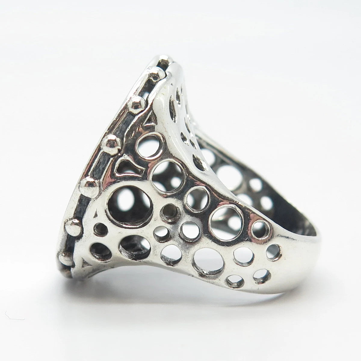 925 Sterling Silver Vintage Italy Satin Finish Oval Signet Ring Size 6