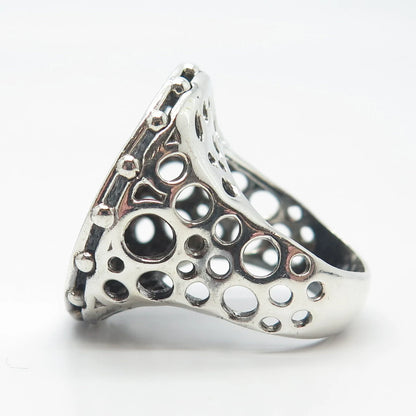 925 Sterling Silver Vintage Italy Satin Finish Oval Signet Ring Size 6