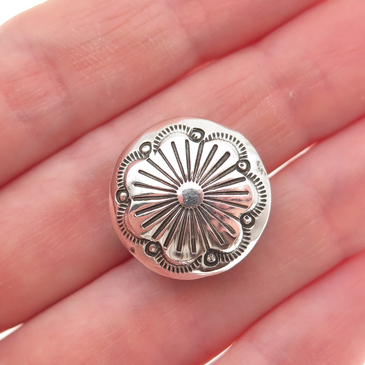 Old Pawn 925 Sterling Silver Vintage Southwestern Concho Tribal Clip Button