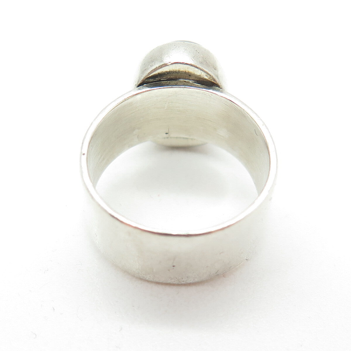 925 Sterling Silver Vintage Real Tourmaline Gemstone Modernist Ring Size 7.25