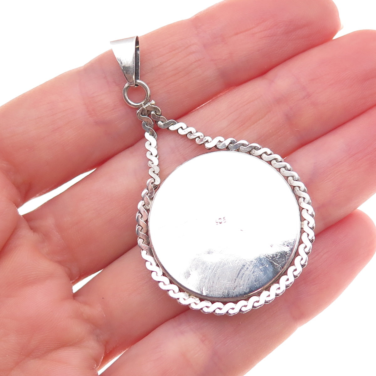 925 Sterling Silver Vintage Modernist S-Shape Link Pendant