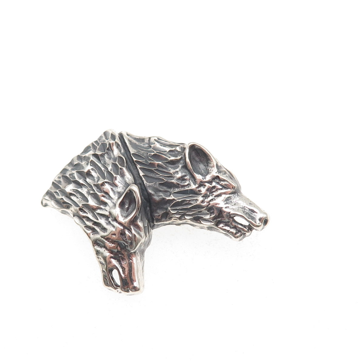 Ted Ott 925 Sterling Silver Vintage Wolf & Bear Oxidized Slide Charm Pendant