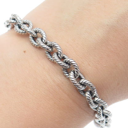 925 Sterling Silver Vintage Oxidized Cable Link Bracelet 6.5"