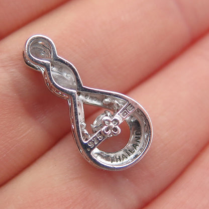 925 Sterling Silver Real Round-Cut Diamond Twisted Slide Mini Charm Pendant
