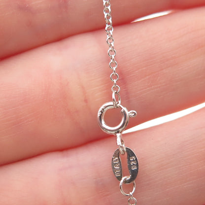 925 Sterling Silver Real Blue Topaz & Sapphire Cable Chain Necklace 18"