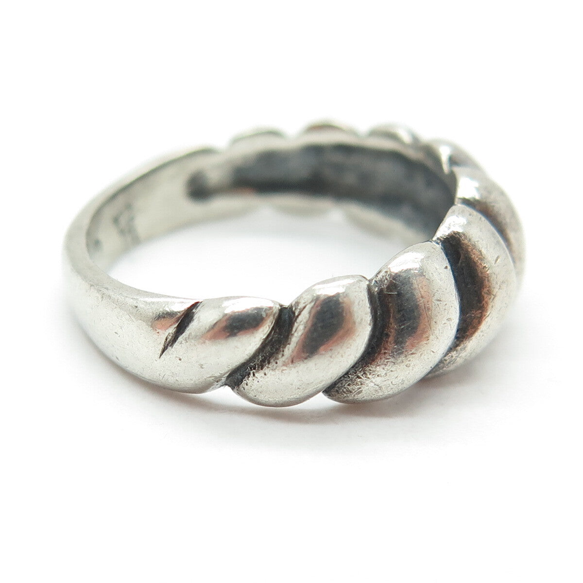 JAMES AVERY 925 Sterling Silver Vintage Ribbed Oxidized Ring Size 7.75