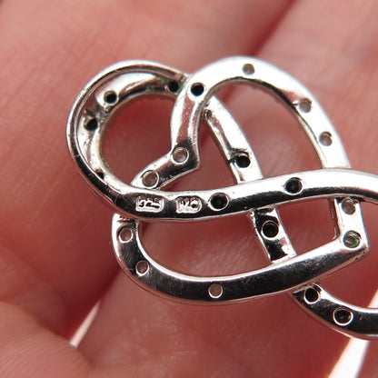 Charles Winston Sterling Real Black & White Diamond Heart Infinity Slide Pendant