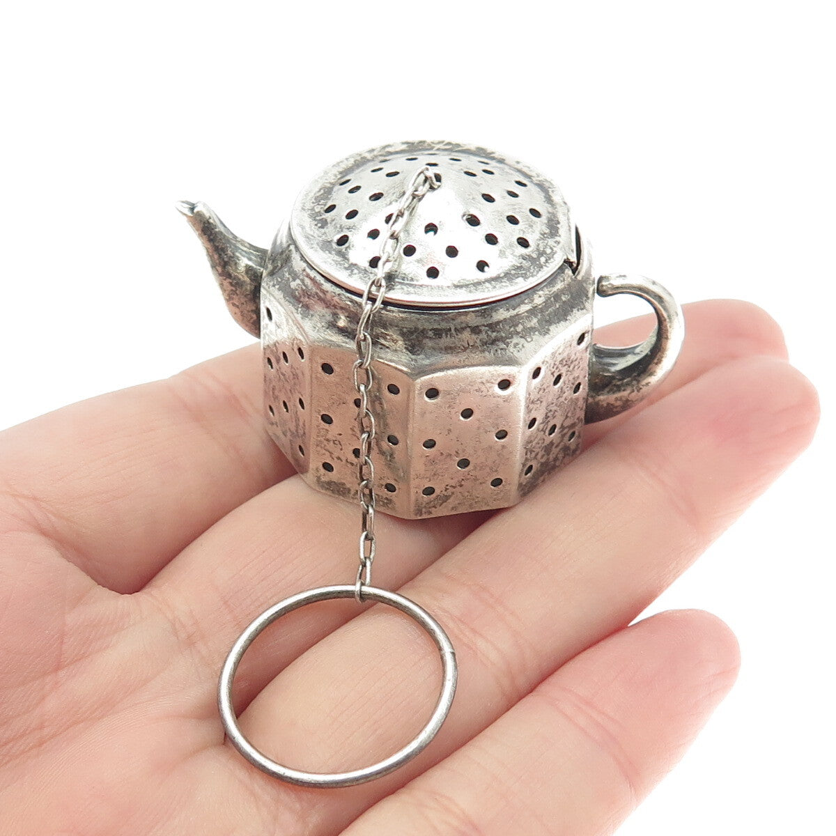 AMCRAFT Attleboro Mass 925 Sterling Silver Antique Teapot Tea Diffuser Strainer