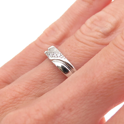 925 Sterling Silver Round-Cut C Z Band Ring Size 6