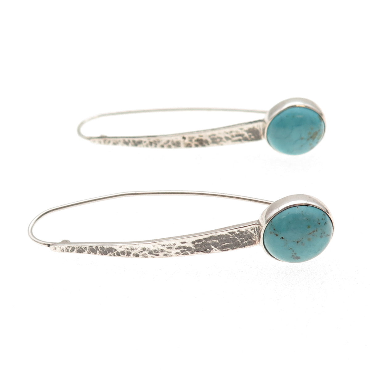 Silpada 925 Sterling Silver Vintage Real Turquoise Swan Dive Hammered Earrings