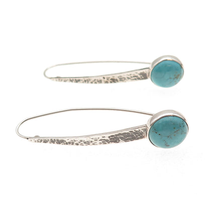 Silpada 925 Sterling Silver Vintage Real Turquoise Swan Dive Hammered Earrings
