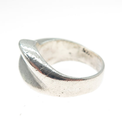 925 Sterling Silver Vintage Mexico Modernist Bypass Oxidized Ring Size 7.5