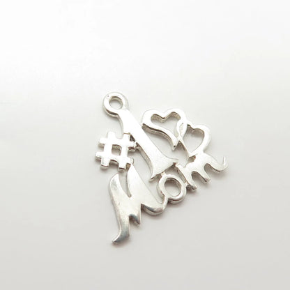 925 Sterling Silver Vintage # 1 Mom Charm Pendant