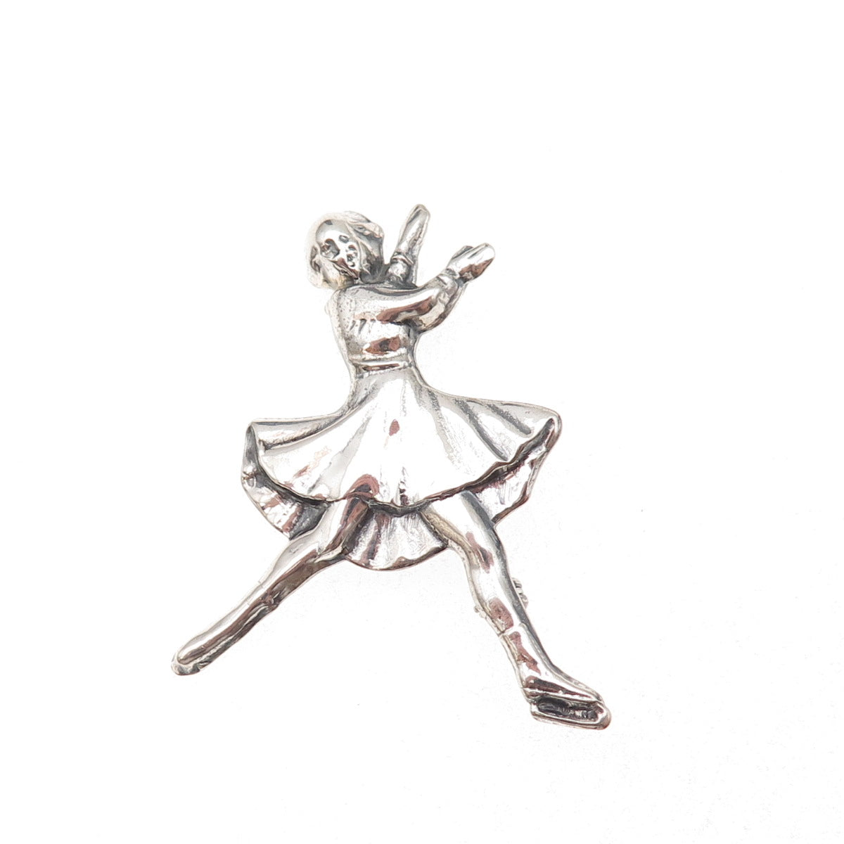 JewelArt 925 Sterling Silver Vintage Ice Skater Oxidized Pin Brooch