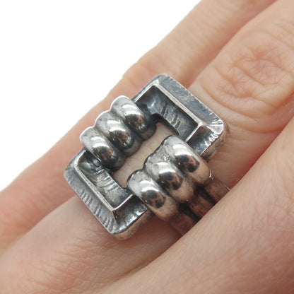 835 Silver Vintage Sweden Modernist Oxidized Ring Size 6.25
