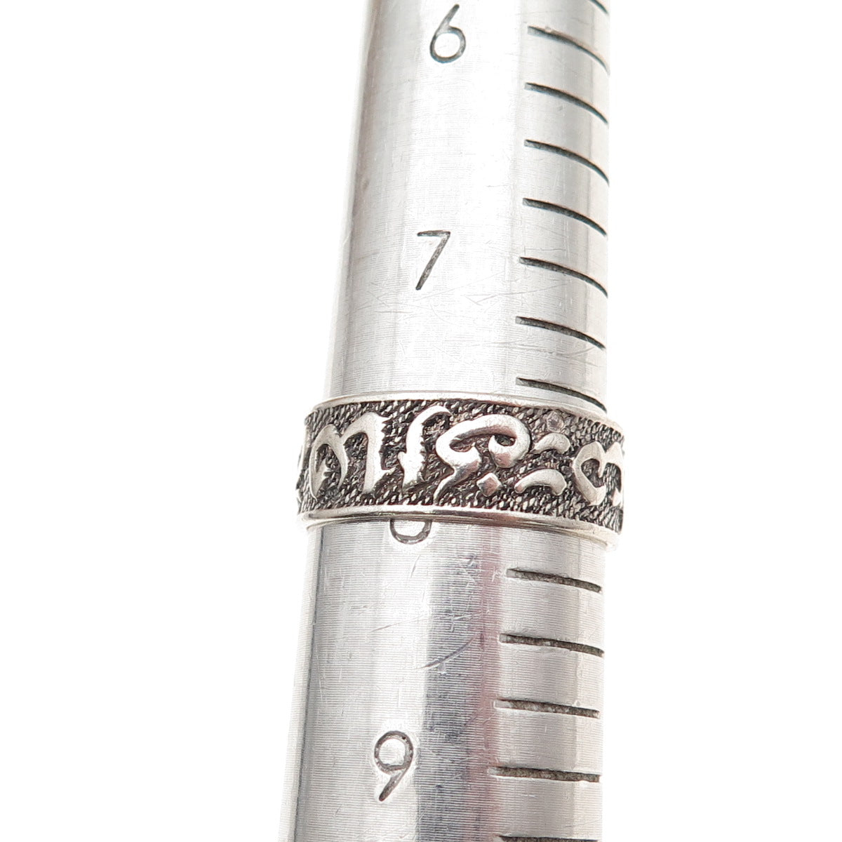 925 Sterling Silver Vintage Arabic Script Oxidized Band Ring Size 8