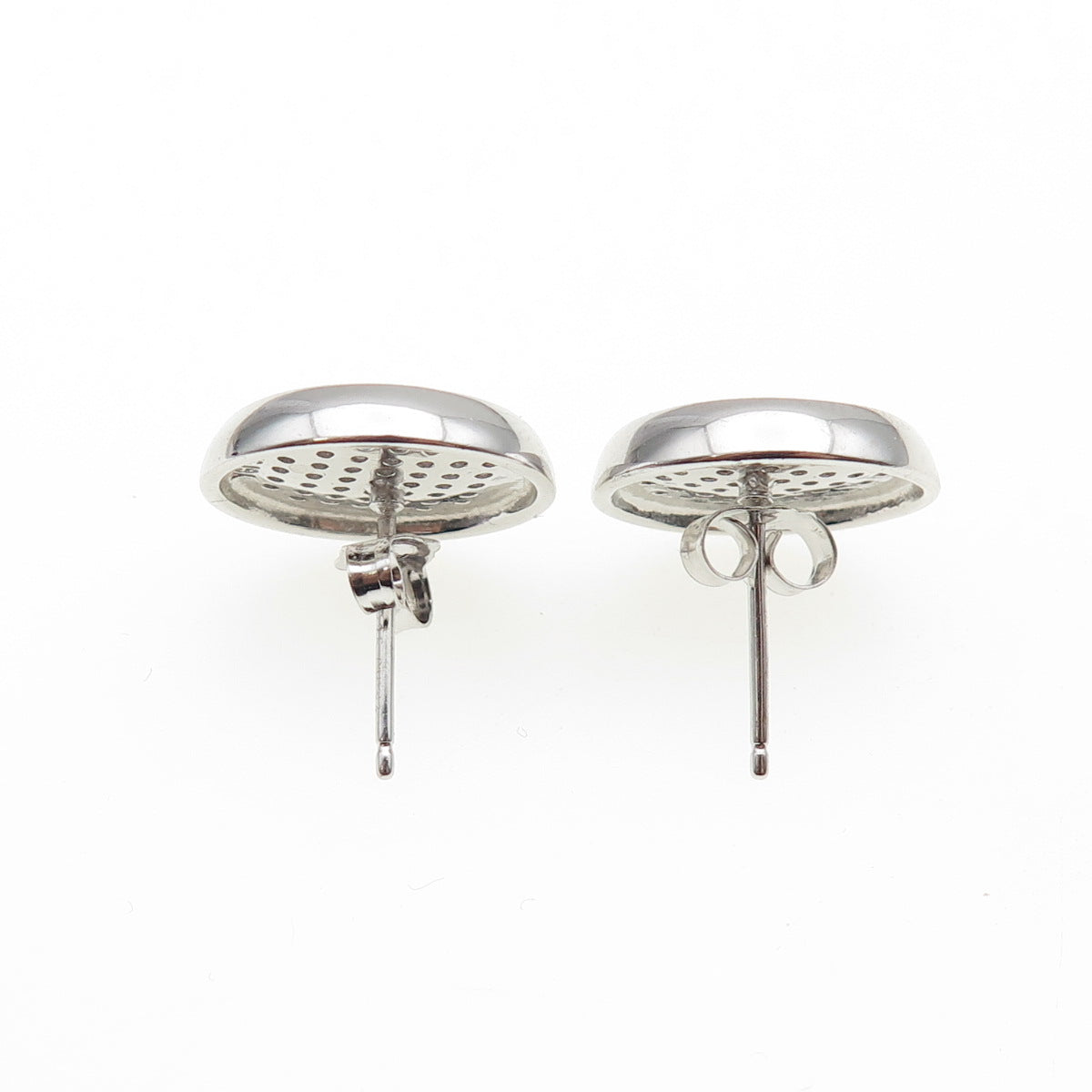 925 Sterling Silver Round-Cut C Z Disc Stud Earrings