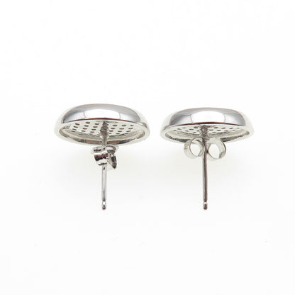 925 Sterling Silver Round-Cut C Z Disc Stud Earrings