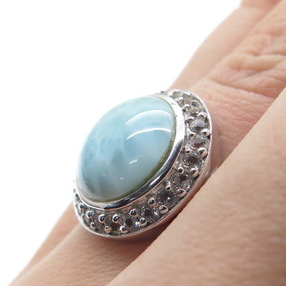CFJ Collins Fine Jewelry 925 Sterling Vintage Real Larimar Topaz Ring Size 6.25