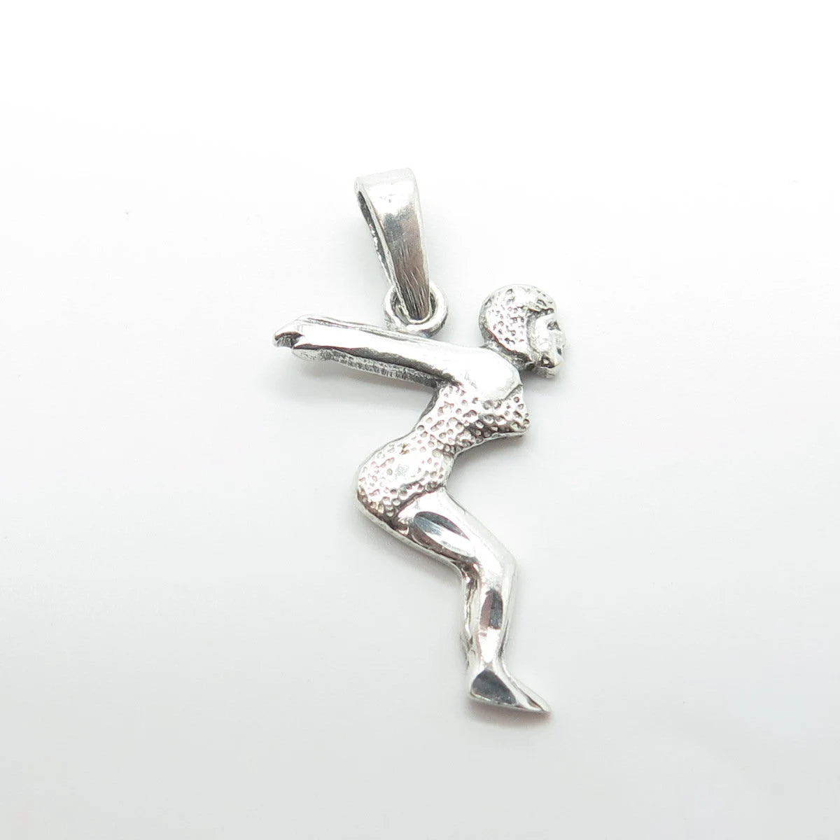 925 Sterling Silver Vintage Sport Swimmer Female Pendant