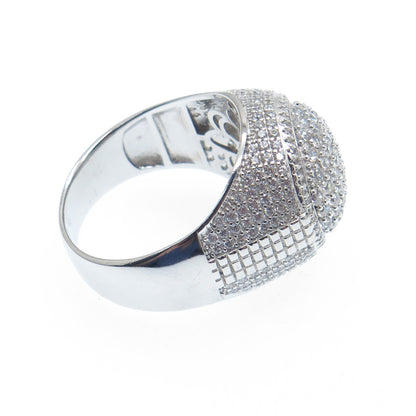 925 Sterling Silver Round-Cut Shaped C Z Sparkle Domed Ring Size 12.5
