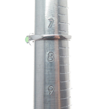 925 Sterling Silver Real Peridot Chalcedony & C Z Ring Size 7.5