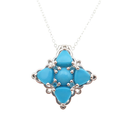 Chuck Clemency 925 Sterling Silver Real Turquoise Apatite Chain Necklace 20"