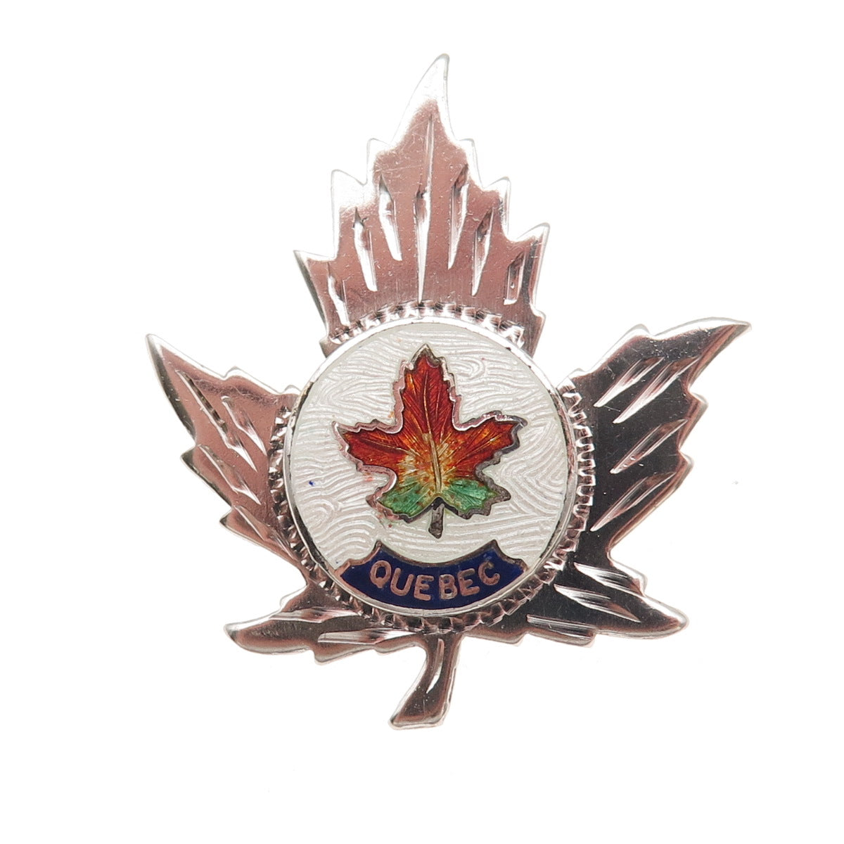Breadner Co. 925 Sterling Antique Art Deco Enamel Quebec Maple Leaf Pin Brooch