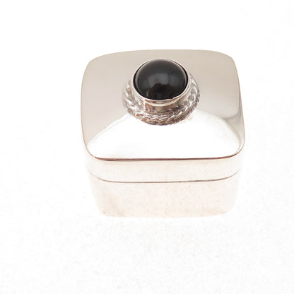 925 Sterling Silver Vintage Mexico Real Black Onyx Pill / Snuff Box
