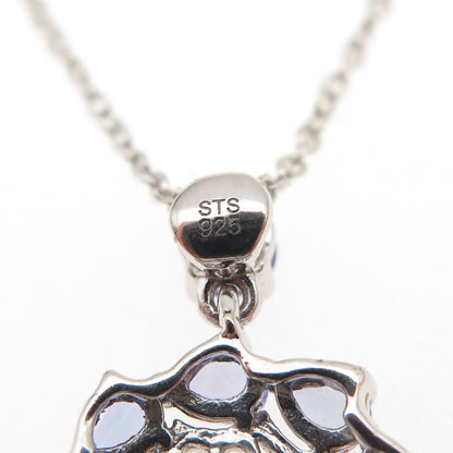 Chuck Clemency 925 Sterling Silver Real Tanzanite Cable Chain Necklace 18"